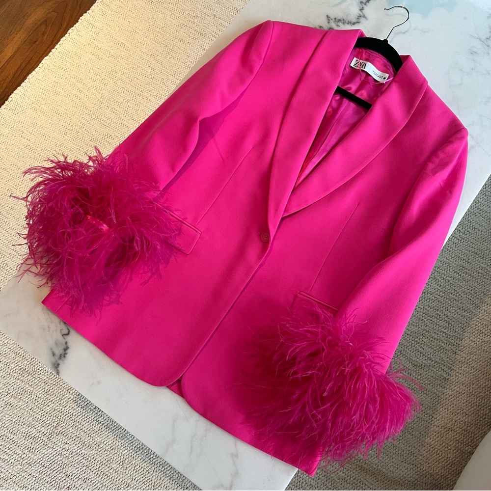 Straight Cut Feather Blazer by Zara